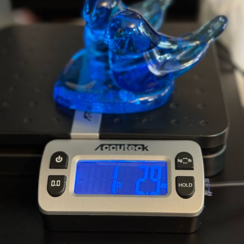 Leo Ward 1990 Double Bluebird of Happiness Glass Figurine Terra Studios 5x3 Inch - Picture 8 of 8